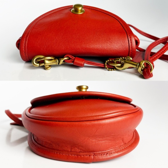 Vintage Coach Mini Bag Belt Bag Crossbody #9826 Messenger Red Leather USA - Picture 11 of 13